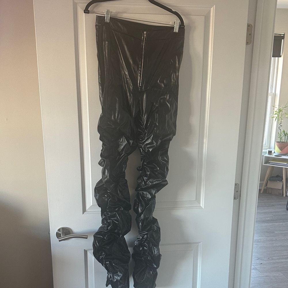 Fashion Nova faux leather stacked pants